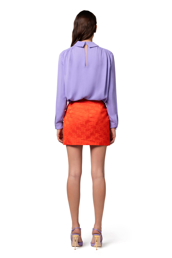 Jacquard satin miniskirt - Elisabetta Franchi® Outlet