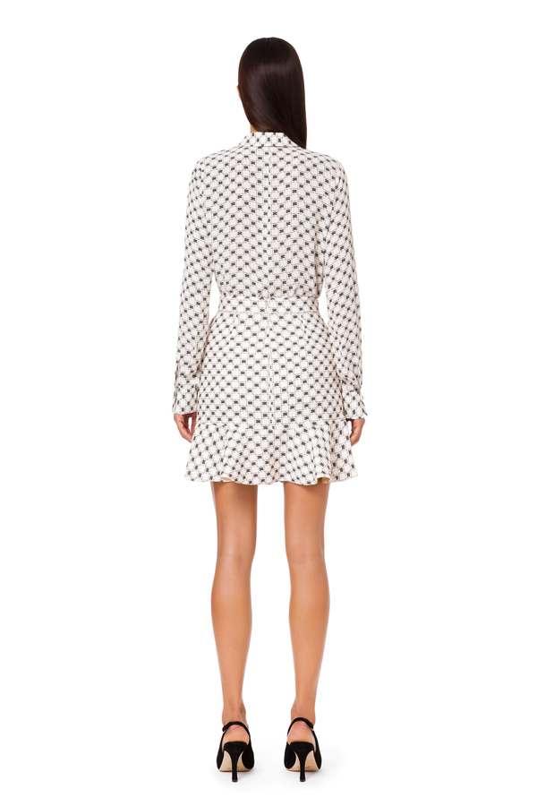 Mini skirt with logo print flounce - Elisabetta Franchi® Outlet