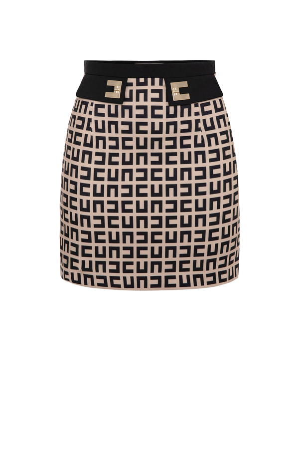 Miniskirt in printed double layer crêpe - Elisabetta Franchi® Outlet