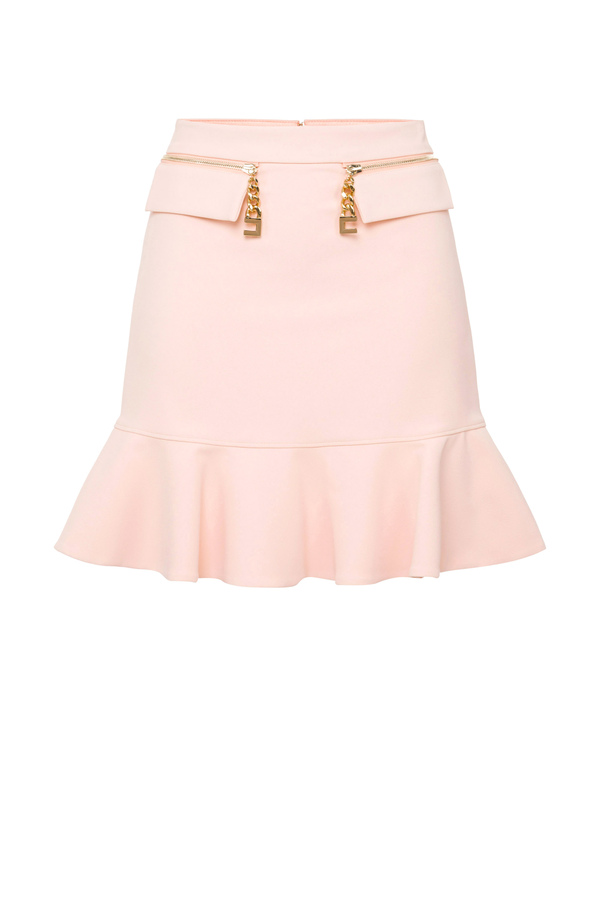 Mini skirt with flounce and golden charm - Elisabetta Franchi® Outlet