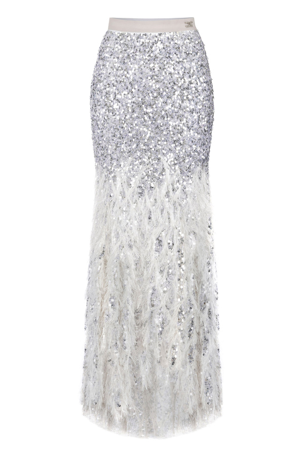 Embroidered long skirt in tulle fabric - Elisabetta Franchi® Outlet
