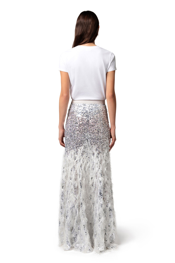 Embroidered long skirt in tulle fabric - Elisabetta Franchi® Outlet