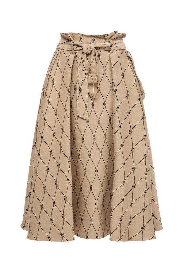 Falda circular y pliegues con cinta - Elisabetta Franchi® Outlet