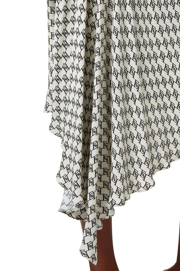 Gonna midi in georgette stampa logo asimmetrica | Elisabetta