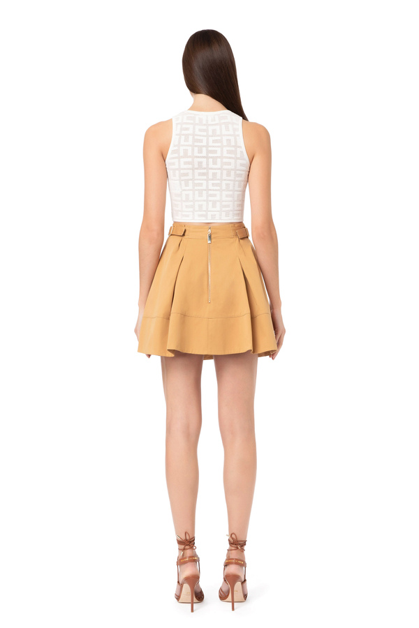 Flared miniskirt with waistband and double front pleat - Elisabetta Franchi® Outlet