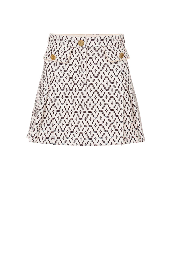 Double layer crêpe miniskirt with diamond pattern - Elisabetta Franchi® Outlet