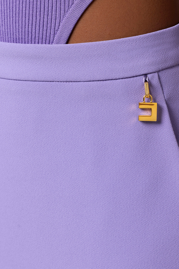 Midi skirt in stretch crêpe fabric with charms - Elisabetta Franchi® Outlet