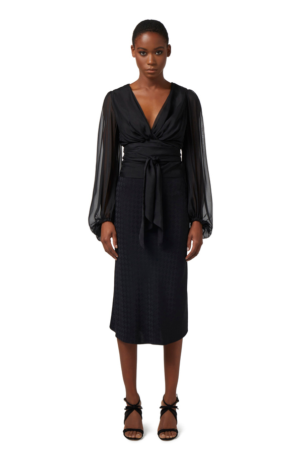 Jacquard viscose midi skirt - Elisabetta Franchi® Outlet