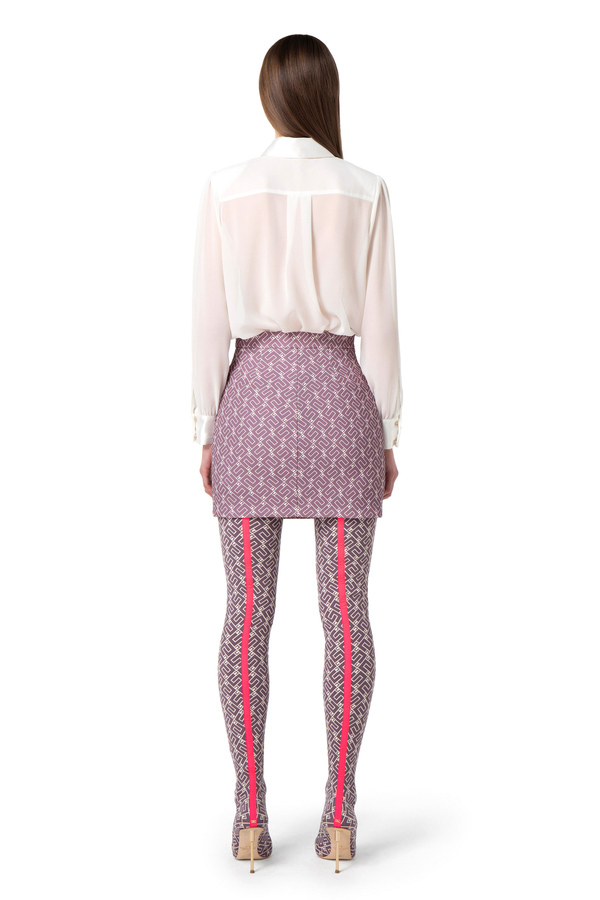 Printed crêpe miniskirt with logo plaques - Elisabetta Franchi® Outlet