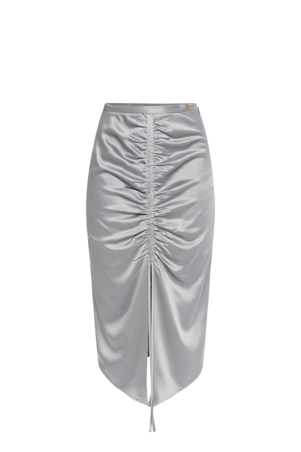 Midi-Rock aus Satin-Crêpe mit Raffung - Elisabetta Franchi® Outlet