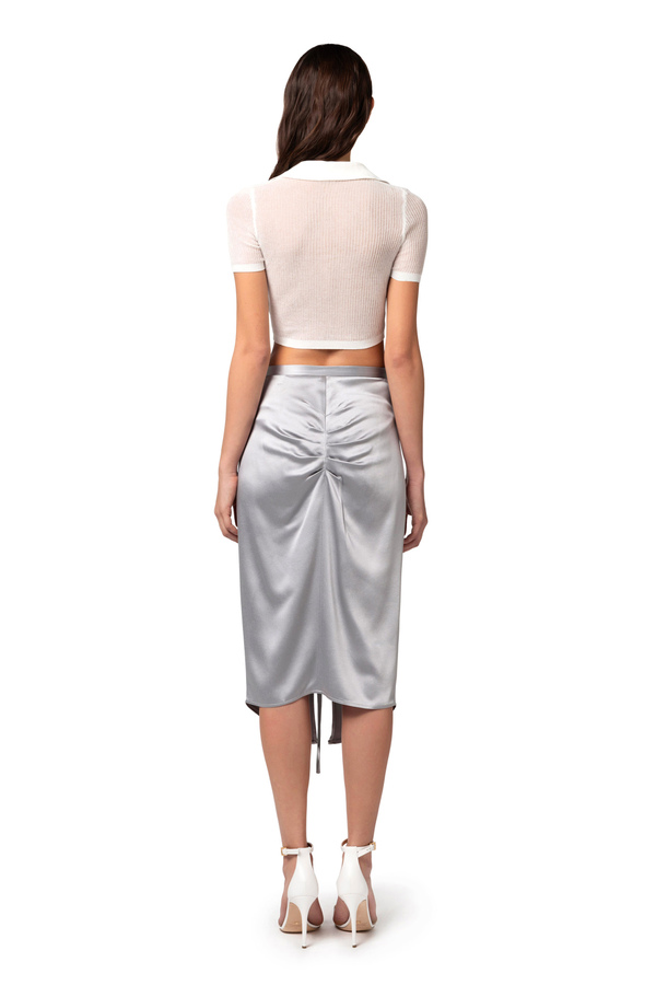 Midi-Rock aus Satin-Crêpe mit Raffung - Elisabetta Franchi® Outlet