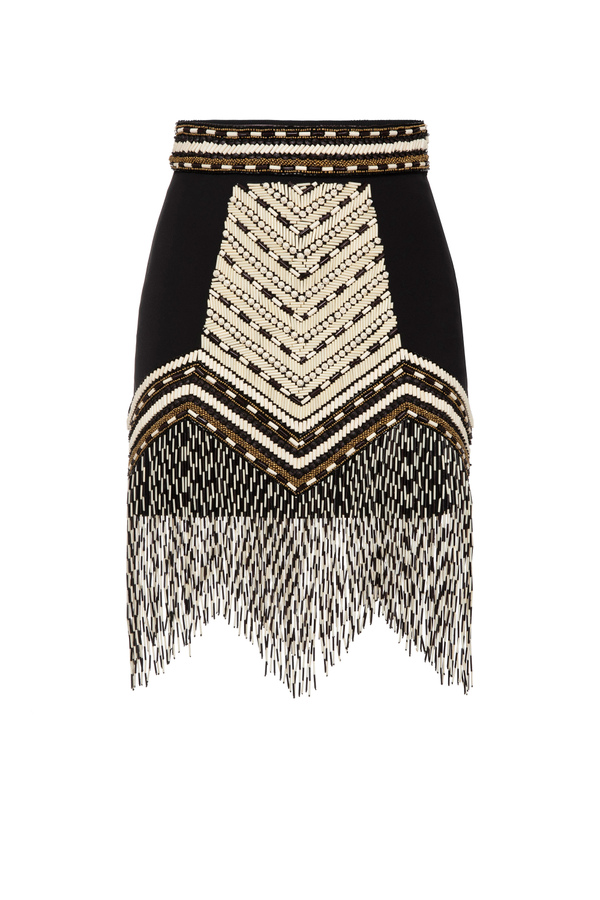 Two-tone ethnic embroidery miniskirt - Elisabetta Franchi® Outlet