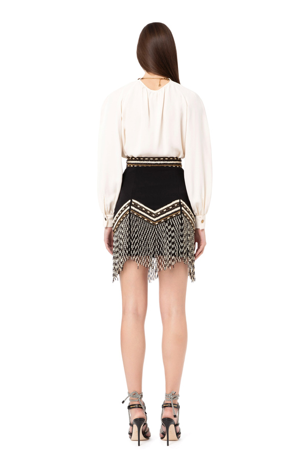 Minifalda con bordado étnico bicolor - Elisabetta Franchi® Outlet