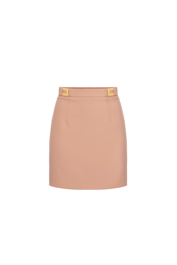 Crêpe miniskirt with logo plaques - Elisabetta Franchi® Outlet
