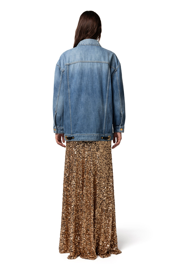 Longue jupe en tulle avec sequins - Elisabetta Franchi® Outlet