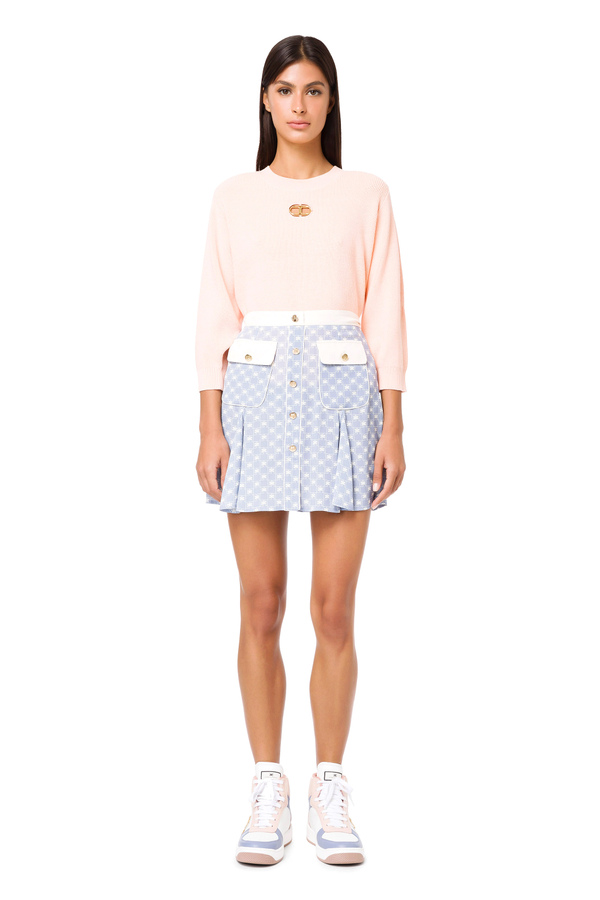 Two-colour mini skirt with flaps - Elisabetta Franchi® Outlet
