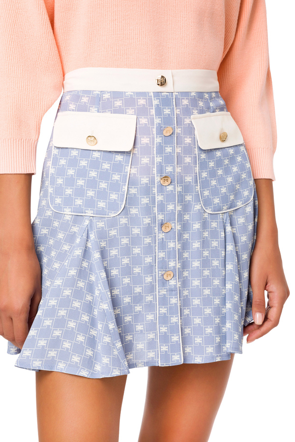 Mini-jupe bicolore avec rabats - Elisabetta Franchi® Outlet