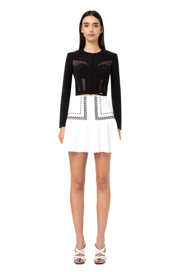 Embroidered tweed miniskirt - Elisabetta Franchi® Outlet