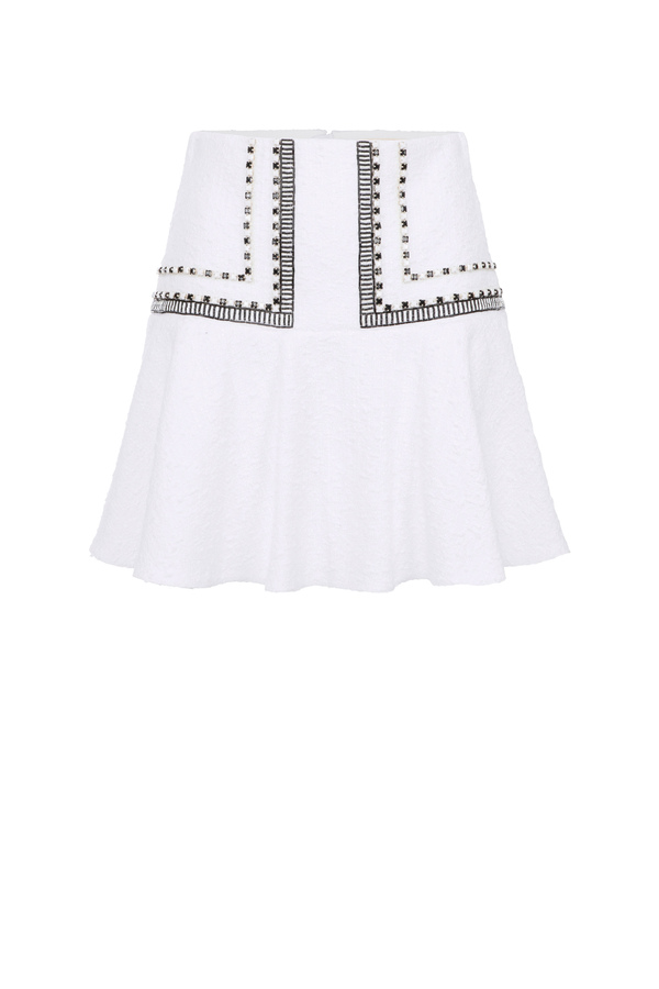 Embroidered tweed miniskirt - Elisabetta Franchi® Outlet