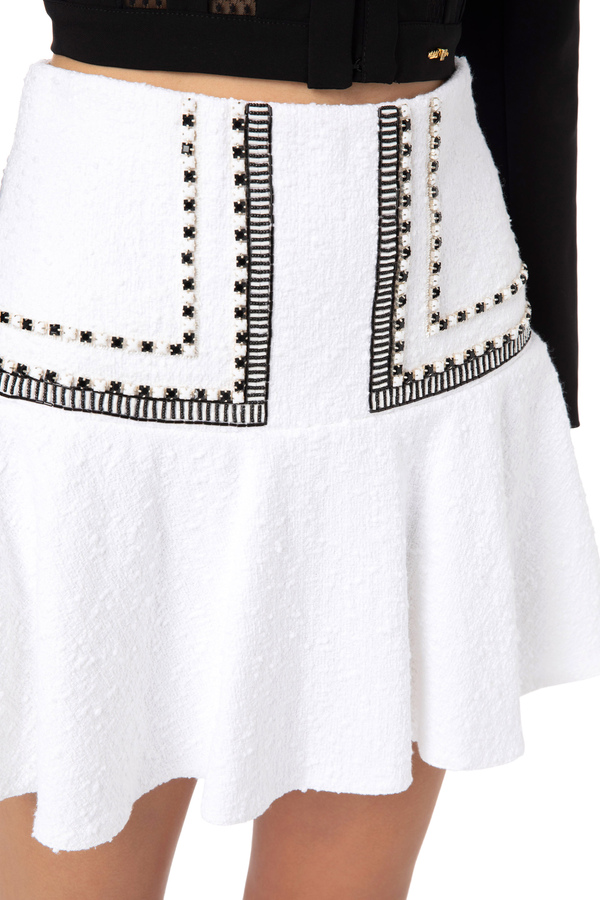 Mini-jupe en tweed brodé - Elisabetta Franchi® Outlet