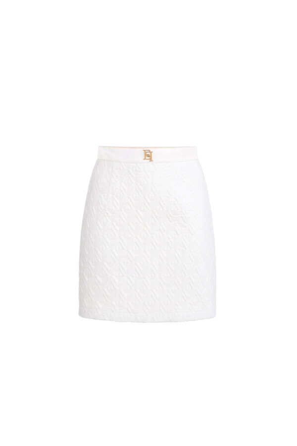 Velvet miniskirt with lettering logo - Elisabetta Franchi® Outlet