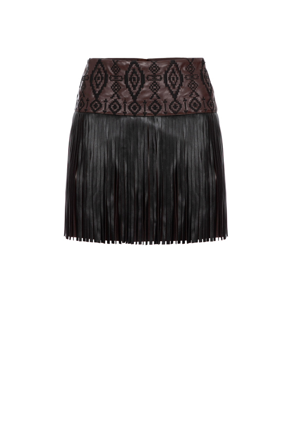 Embroidered skirt with fringes - Elisabetta Franchi® Outlet