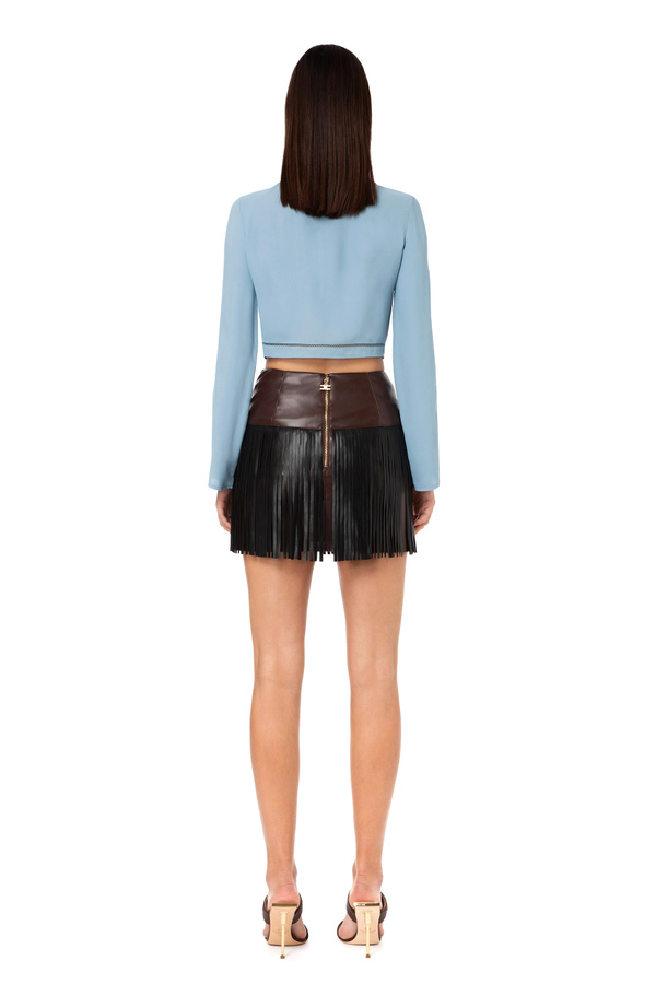 Embroidered skirt with fringes - Elisabetta Franchi® Outlet