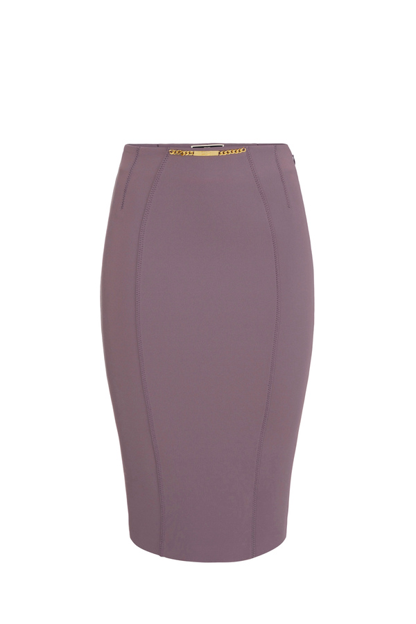 Calf-length skirt in crêpe fabric - Elisabetta Franchi® Outlet