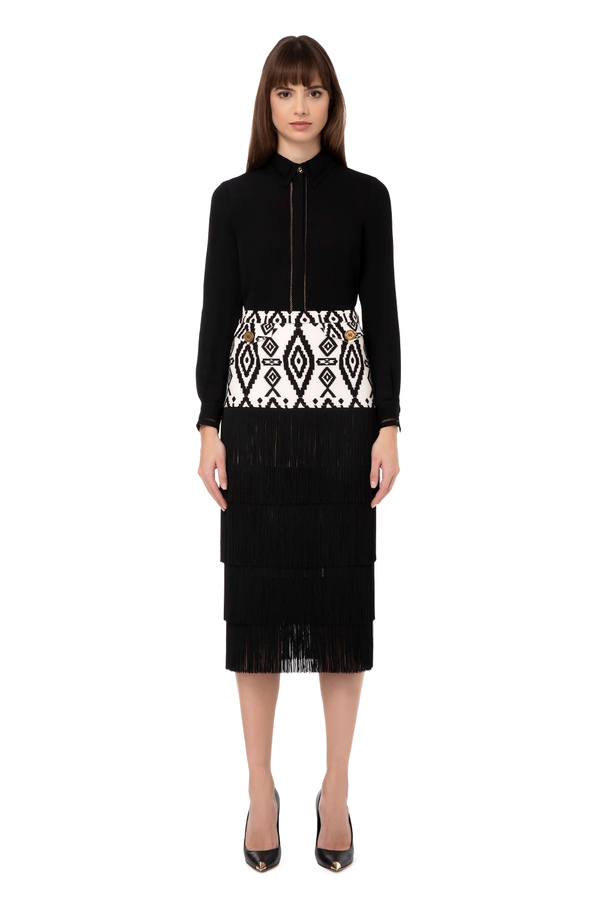 Ethnic print calf-length skirt - Elisabetta Franchi® Outlet