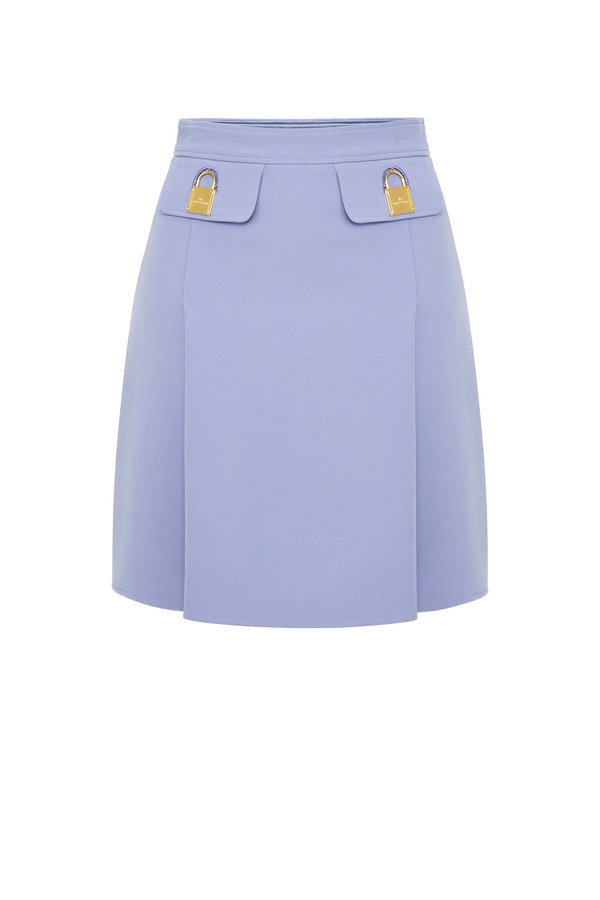 Short skirt with embroidered flaps - Elisabetta Franchi® Outlet