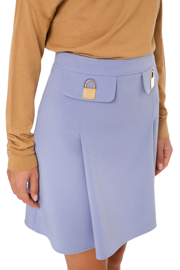 Short skirt with embroidered flaps - Elisabetta Franchi® Outlet