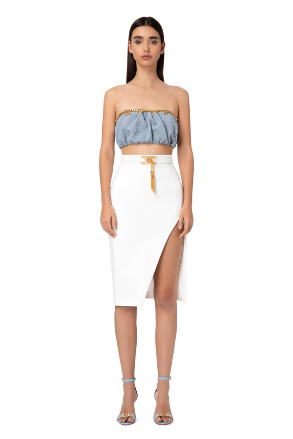 Calf-length skirt with side slit - Elisabetta Franchi® Outlet