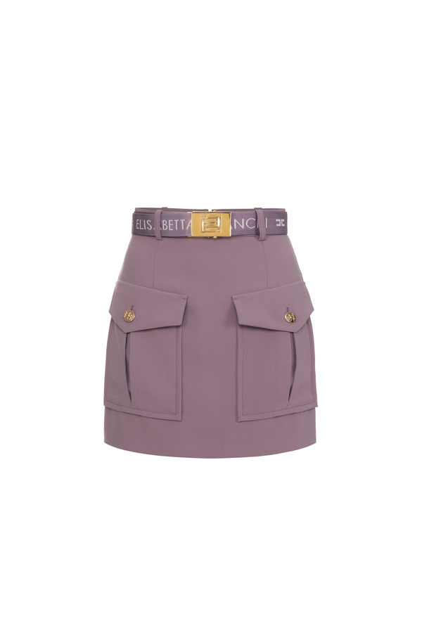 Cargo mini-skirt in crêpe fabric - Elisabetta Franchi® Outlet