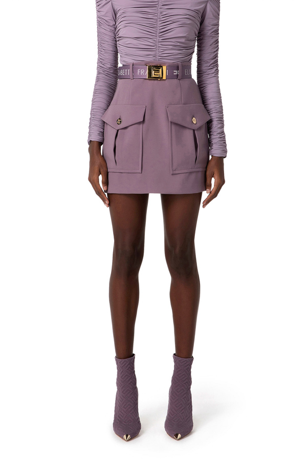 Cargo mini-skirt in crêpe fabric - Elisabetta Franchi® Outlet