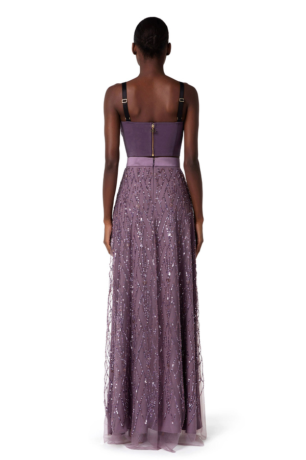 Gonna lunga in tulle con paillettes - Elisabetta Franchi® Outlet