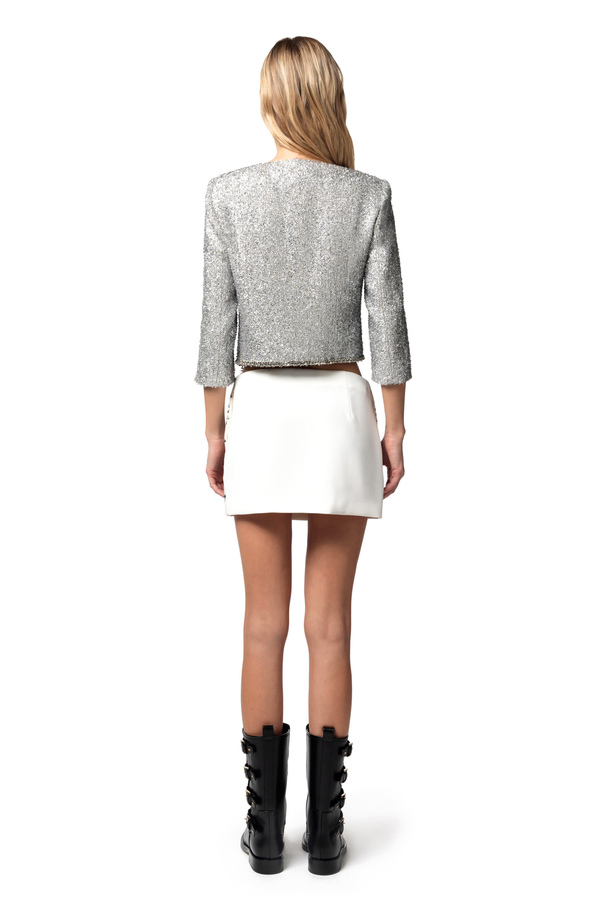 Minigonna in crêpe con ricamo animalier - Elisabetta Franchi® Outlet