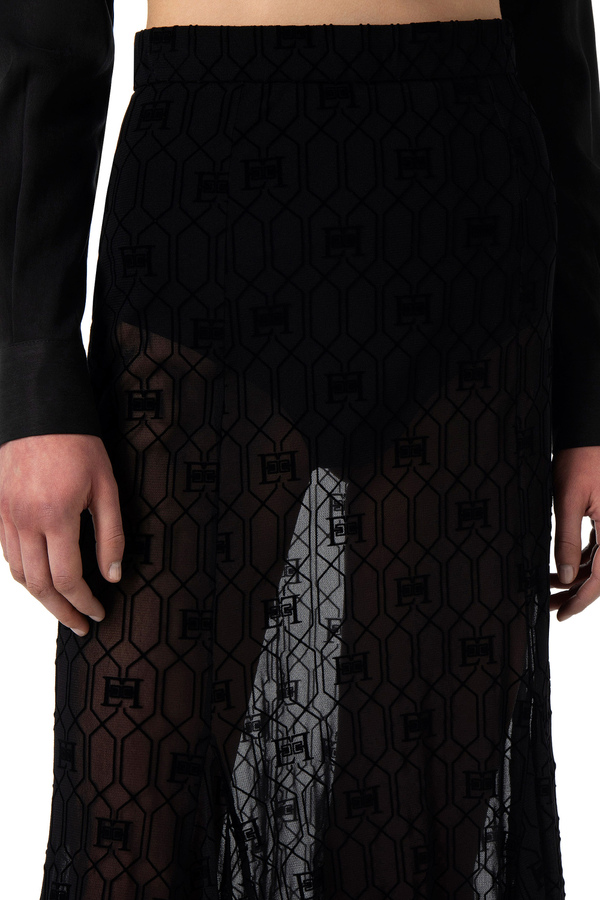 Flock printed tulle long skirt - Elisabetta Franchi® Outlet