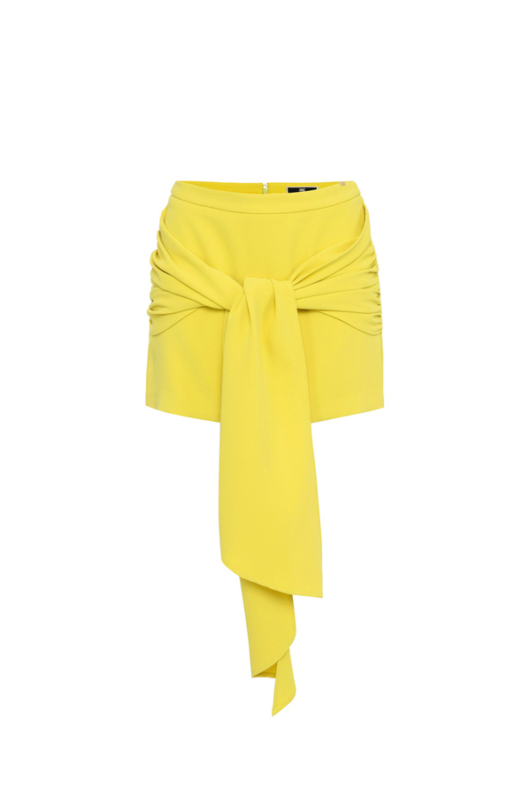 Mini-jupe en crêpe avec nœud - Elisabetta Franchi® Outlet