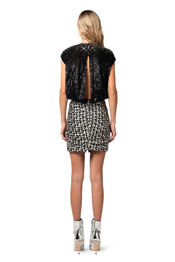 Minigonna in raso stampato drappeggiata - Elisabetta Franchi® Outlet