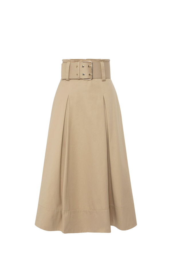 Midi-Rock aus Stretch-Baumwolle mit Gürtel - Elisabetta Franchi® Outlet