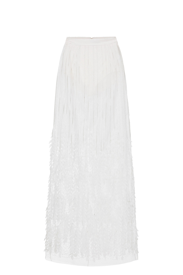 Falda larga de lentejuelas con hojas - Elisabetta Franchi® Outlet