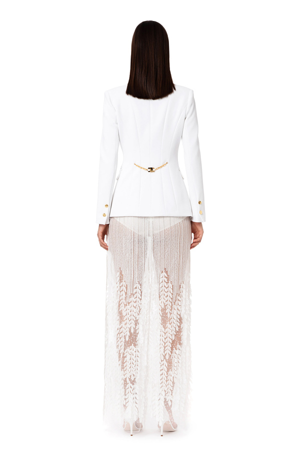Sequin fabric skirt with leaves - Elisabetta Franchi® Outlet