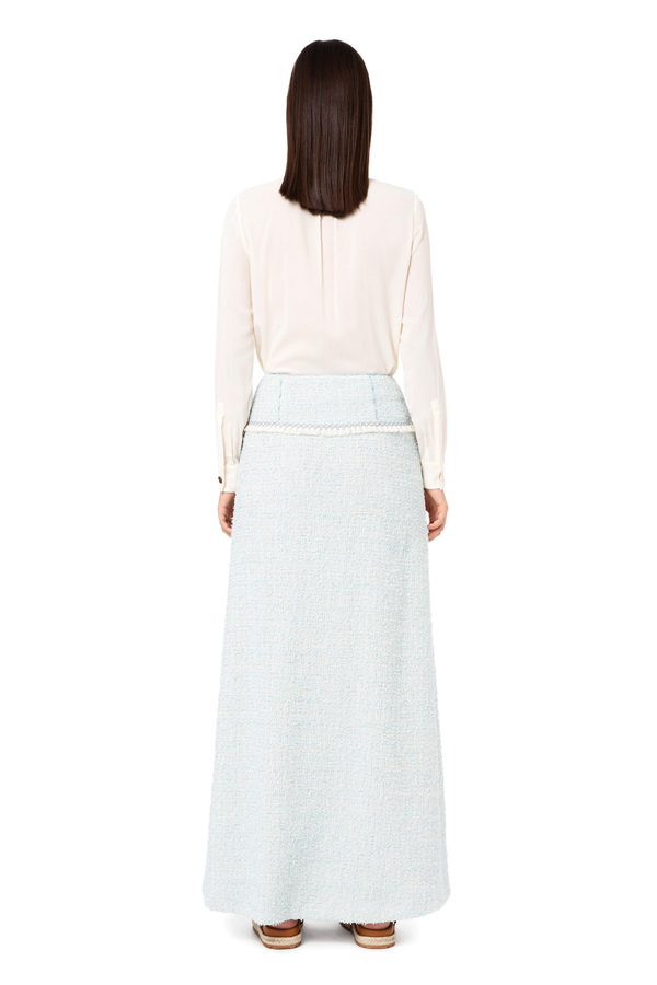 Frayed tweed long skirt - Elisabetta Franchi® Outlet