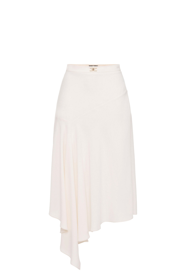 Asymmetric midi skirt in crêpe fabric - Elisabetta Franchi® Outlet