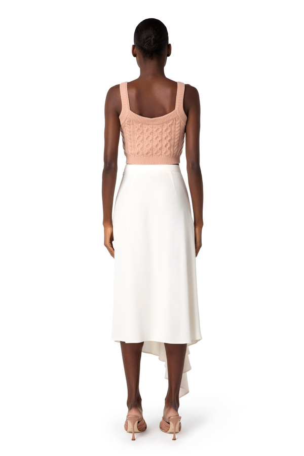 Asymmetric midi skirt in crêpe fabric - Elisabetta Franchi® Outlet
