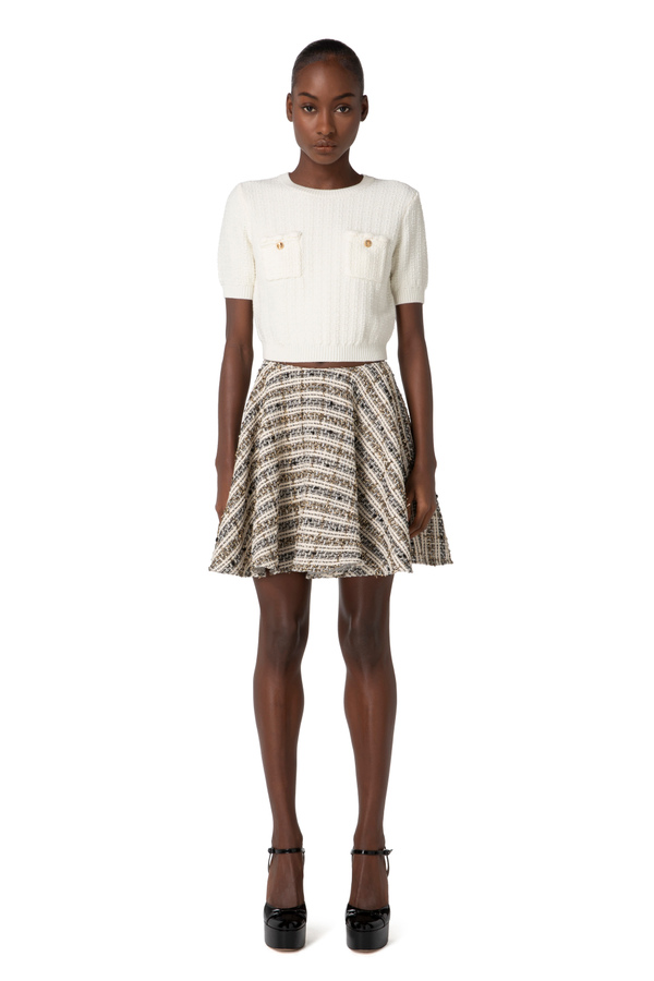 Tweed circle miniskirt - Elisabetta Franchi® Outlet