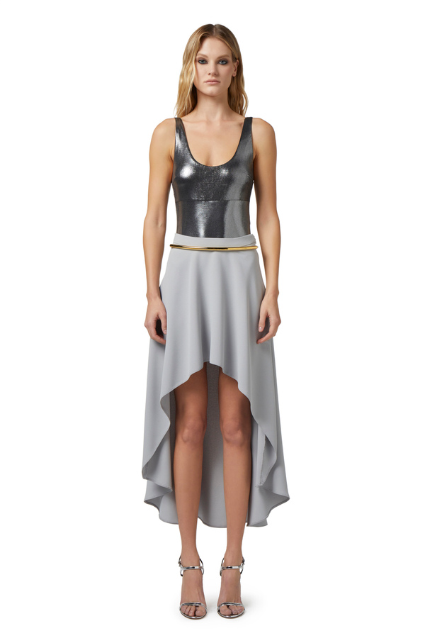Asymmetric midi skirt in crêpe fabric - Elisabetta Franchi® Outlet