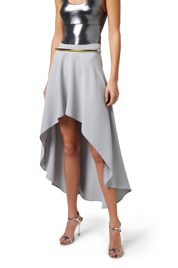 Asymmetric midi skirt in crêpe fabric - Elisabetta Franchi® Outlet
