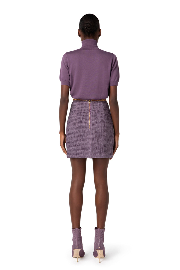 Tweed miniskirt with chain - Elisabetta Franchi® Outlet