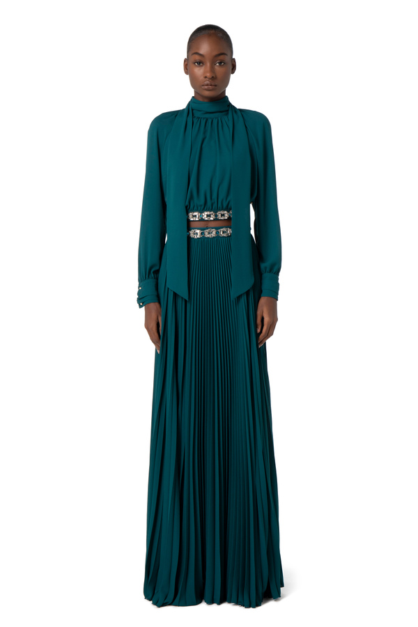 Embroidered long skirt in georgette fabric - Elisabetta Franchi® Outlet